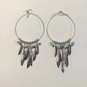 Feather hoop earrings